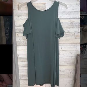 Olive green off the shoulder dress!